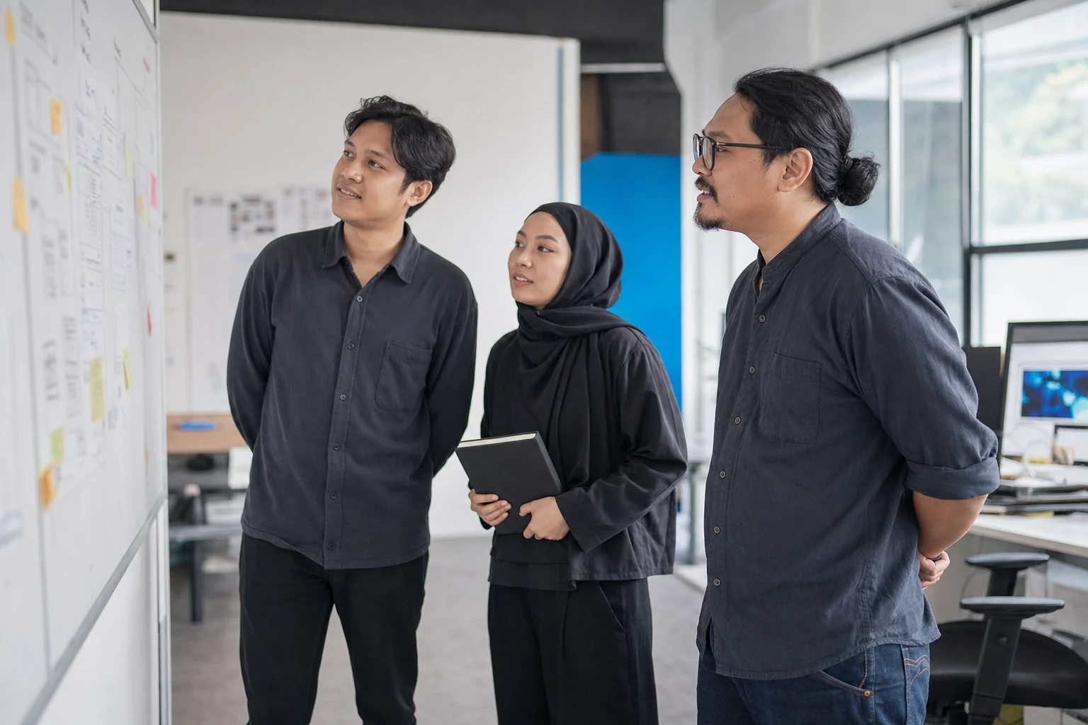 Digital project review on screen